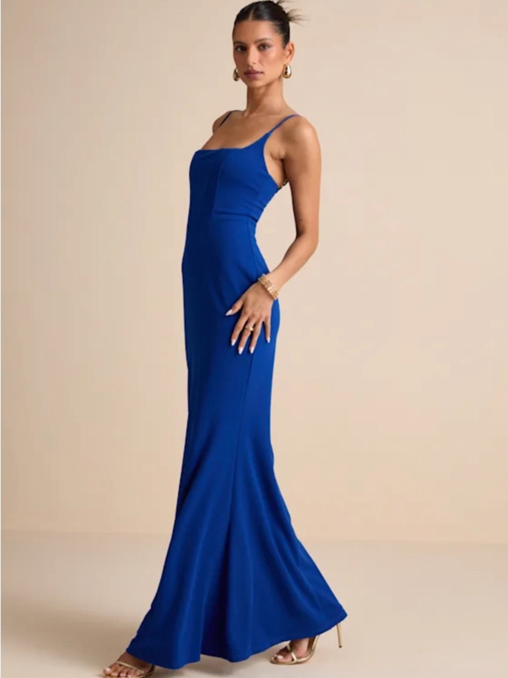 Lulu's Imre Royal Blue Sleeveless Mermaid Maxi Dress